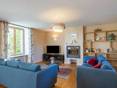 Coin salon dans l'établissement Holiday Home Balade Océane by Interhome
