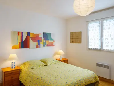 Un ou plusieurs lits dans un hébergement de l'établissement Holiday Home maison bleue by Interhome