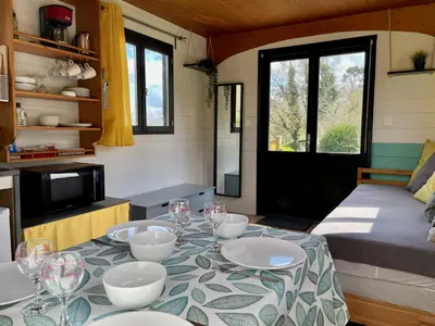 Cuisine ou kitchenette dans l'établissement Roul'hôte du bout du monde