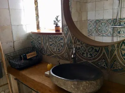 Salle de bains dans l'établissement La vieille ferme