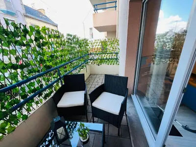 Balcon ou terrasse dans l'établissement Au bord de l'eau