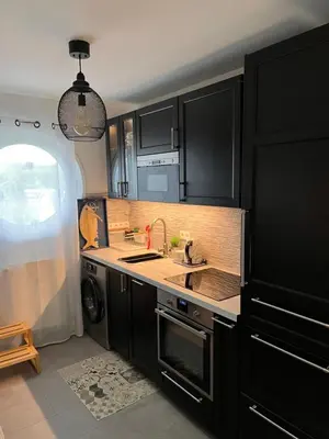 Cuisine ou kitchenette dans l'établissement La Maison Bateau au Bord de Mer