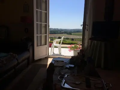 Balcon ou terrasse dans l'établissement aux 2 oies