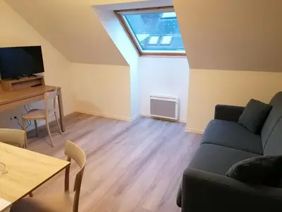 Coin salon dans l'établissement Terres de France - Appart'Hotel Quimper Bretagne