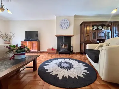 Télévision ou salle de divertissement dans l'établissement Fontaine Blanche River View, Large Patio & Garden in Central Brittany with Starlink WiFi
