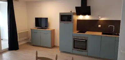 Cuisine ou kitchenette dans l'établissement Ti Korelo Sables Blancs