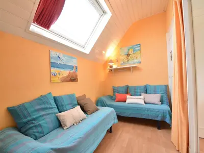 Coin salon dans l'établissement Beautiful holiday home by the sea in Penmarch