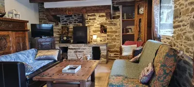 Coin salon dans l'établissement Le Venec, Lopérec, France