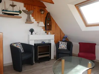 Coin salon dans l'établissement Holiday Home Kerludu by Interhome