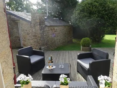 Coin salon dans l'établissement Holiday Home in Plogonnec near Sandy Beaches