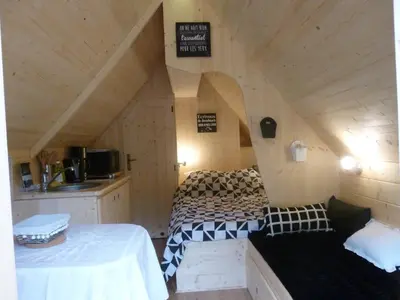 Un ou plusieurs lits dans un hébergement de l'établissement Les cabanes de Kerellou