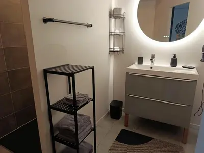 Salle de bains dans l'établissement Gîte Ti-Gwennel