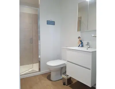 Salle de bains dans l'établissement Le petit duplex du port de Locquirec - 100 m de la plage