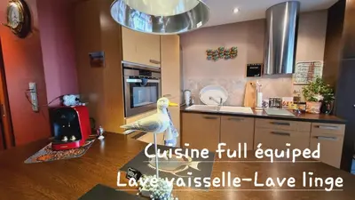 Cuisine ou kitchenette dans l'établissement Studio les Trois Etoiles de Mer