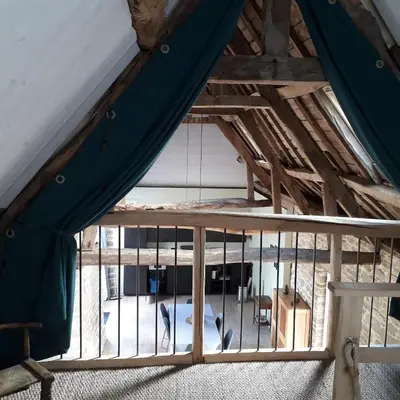 Un ou plusieurs lits dans un hébergement de l'établissement Maison de charme Finistere 4 personnes