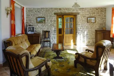 Coin salon dans l'établissement Apartment in Bénodet near Sandy Beaches