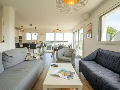 Coin salon dans l'établissement Holiday Home Les Dunes by Interhome