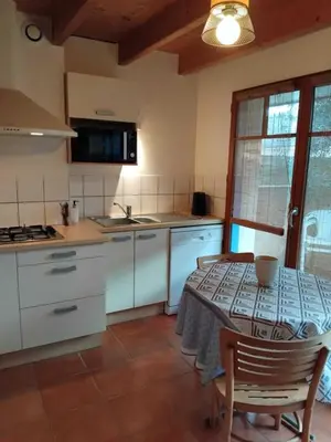 Cuisine ou kitchenette dans l'établissement L'olivier