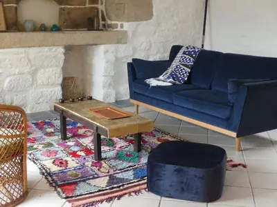 Coin salon dans l'établissement Maison près de l'Océan