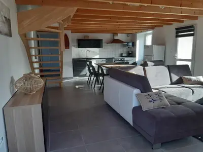 Cuisine ou kitchenette dans l'établissement Les embruns