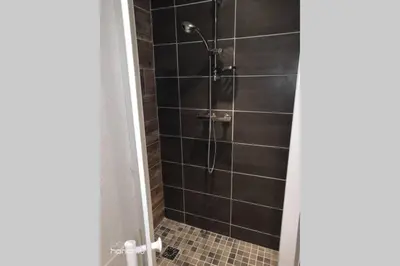 Salle de bains dans l'établissement Appartement jardin a 100m de la plage et Thalasso