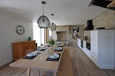 Cuisine ou kitchenette dans l'établissement Ty Dag - La Désirade proche plage et jacuzzi
