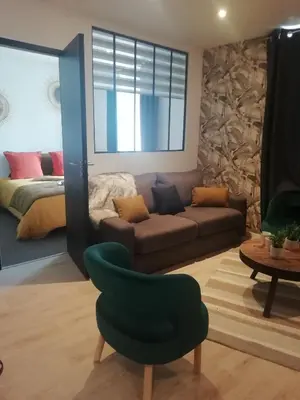 Coin salon dans l'établissement appartement topaze