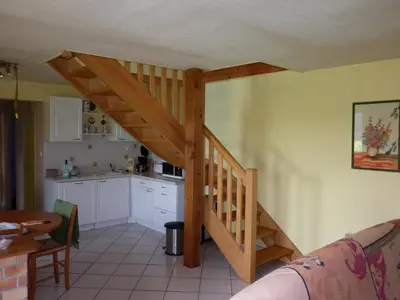 Cuisine ou kitchenette dans l'établissement Gîte Clévacances dans le Finistère