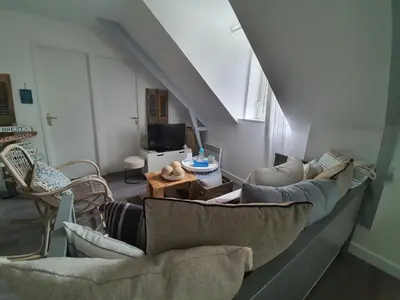 Coin salon dans l'établissement Bord de Mer l'Appartement à Loctudy