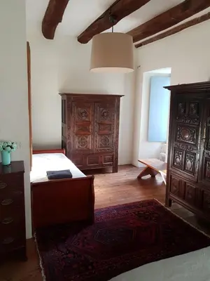Un ou plusieurs lits dans un hébergement de l'établissement Appartement de charme au Manoir !