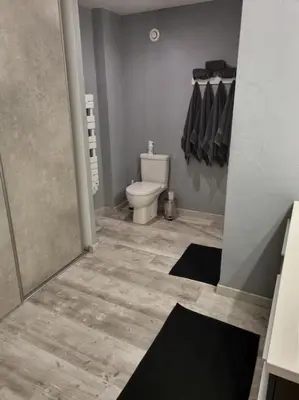 Salle de bains dans l'établissement Grand appartement près de la Cathédrale de Quimper