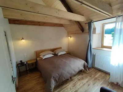Un ou plusieurs lits dans un hébergement de l'établissement Chambres d'hôtes, Zimmer, Domaine de Kervennec