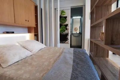 Un ou plusieurs lits dans un hébergement de l'établissement Appartement cosy Roscoff 50 m plage thalasso WIFI PARKING