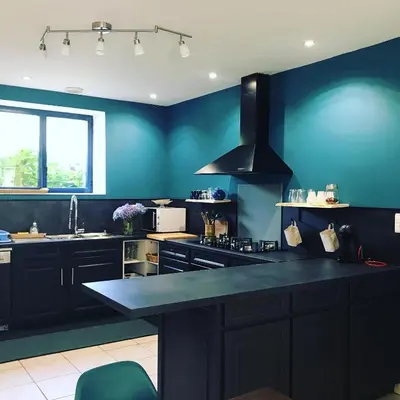 Cuisine ou kitchenette dans l'établissement Domaine des Pins