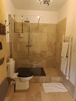 Salle de bains dans l'établissement Manoir de Kerledan