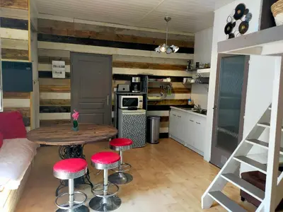 Cuisine ou kitchenette dans l'établissement Au bord de l'eau à ConcarnOLoc