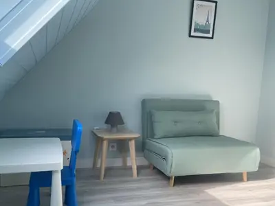 Coin salon dans l'établissement Holiday Home in Plouarzel near Sandy Beaches