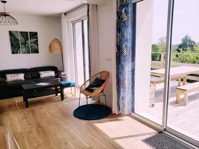 Coin salon dans l'établissement Maison proche du bourg de Crozon et des plages de Morgat