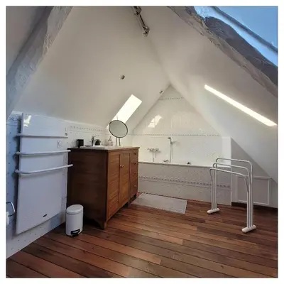 Cuisine ou kitchenette dans l'établissement Gîte de charme au Manoir du Plessis-Quinquis