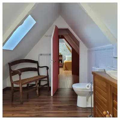 Salle de bains dans l'établissement Gîte de charme au Manoir du Plessis-Quinquis