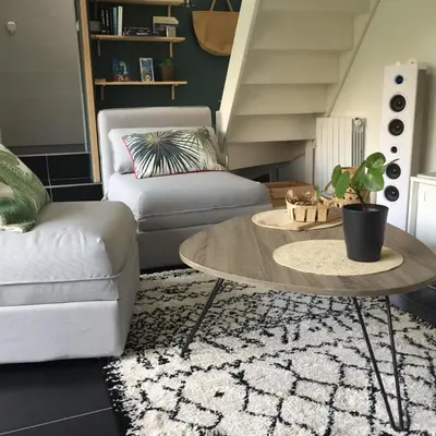 Coin salon dans l'établissement TinyHouse LE CONQUET