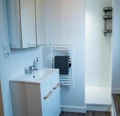 Cuisine ou kitchenette dans l'établissement Les studios propres et tout équipés