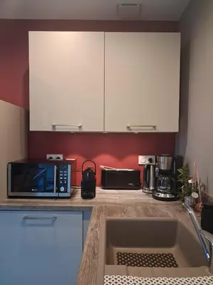 Cuisine ou kitchenette dans l'établissement Gîte de Rosvern