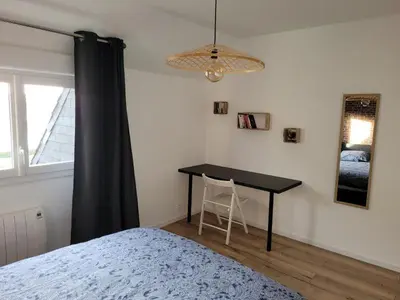 Un ou plusieurs lits dans un hébergement de l'établissement Appartement neuf style industriel *** proche de la mer