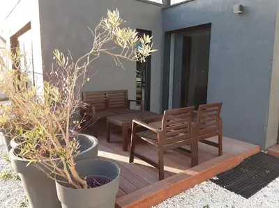Terrasse ou espace extérieur de l'établissement Logement 80 m2 avec terrasses entre les deux abers