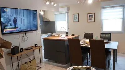Télévision ou salle de divertissement dans l'établissement L'escale N°13 :Appartement standing dans résidence