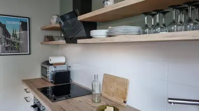 Cuisine ou kitchenette dans l'établissement Studio Roy Gradlon Quimper