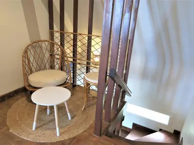 Coin salon dans l'établissement Maison avec jardin clos à 800m de la plage à Trébeurden - FR-1-368-335