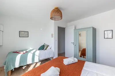 Un ou plusieurs lits dans un hébergement de l'établissement Sieck - Joli Appartement Vue mer