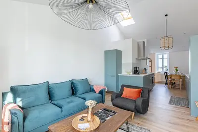 Coin salon dans l'établissement Sieck - Joli Appartement Vue mer